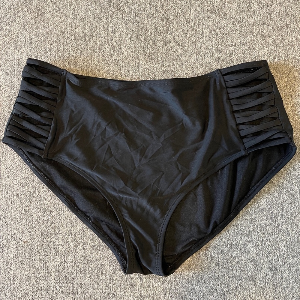 Black High Waisted Bikini Bottoms XL